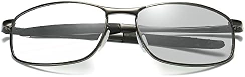 Transition Photochromic Reading Glasses for Mens and Womens, Outdoor Sports Square discoloration Presbyopia Sunglasses