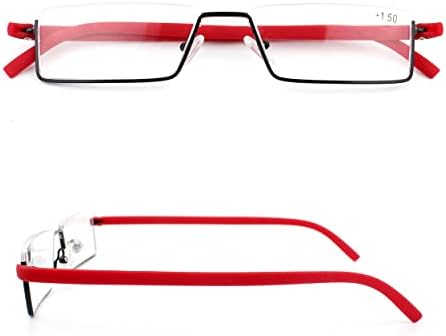 2 Pack Half Frame Reading Glasses for Men and Women Lightweight Computer Readers with Portable Case 2.50