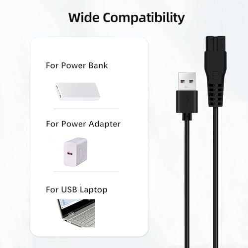 Charger for Manspot Trimmer,Replacement Charger Cord Charging Cable Compatible with Manspot Groin Hair Trimmer with Cleaning Brush,5V 1A and 3.3FT Power Cord for Manspot.