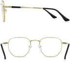 Classic Square Polygon Reading Glasses for Men Women Light Blocking Computer Readers Spring Hinge Metal Frame