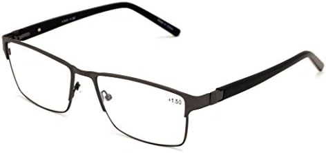 V.W.E. Men Premium Rectangle Metal with Plastic Temple Extra Large Reader - 152mm Wide Frame Reading Glasses