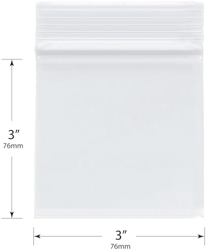 Plymor 3" x 3" (Case of 1,000), 4 Mil Heavy Duty Zipper Reclosable Plastic Bags