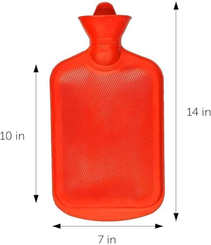 SteadMax Hot Water Bottle, 2L (68oz) Natural Rubber -BPA Free- Durable Large Hot Water Bag for Hot Compress and Heat Therapy, Pain Relief from Cramps, Back Pain, Sore Muscles, Injuries, Red