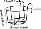 4 Pack Hanging Railing Planters Flower Pot Holders Plant Iron Racks Fence Metal Potted Stand Mounted Balcony Round Plant Baskets Shelf Container Box for Indoor&Outdoor Use-Black,Garden Steel Pots,6.3"