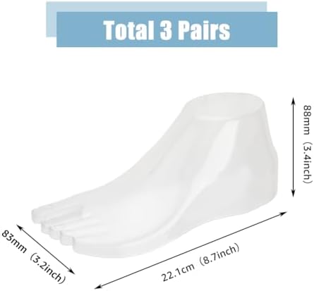 SUPERFINDINGS 3 Pairs Plastic Foot Model Tools Stretcher Sandal Support Shaper Clear Shoes Display Female Mannequin Foot Display Jewerly Sandal Shoe Sock Display Art Sketch with Nail