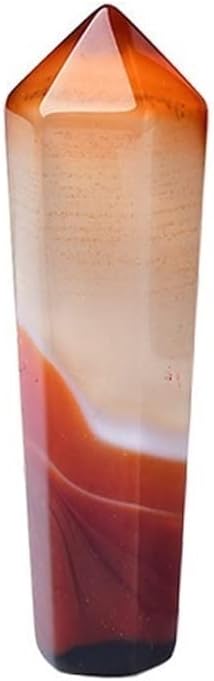 AtkitS 1PC Natural Carnelian Hexagonal Column Sardonyx Crystal Point Red Agate Meditation Tower Mineral Home Decoration