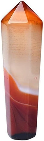 AtkitS 1PC Natural Carnelian Hexagonal Column Sardonyx Crystal Point Red Agate Meditation Tower Mineral Home Decoration