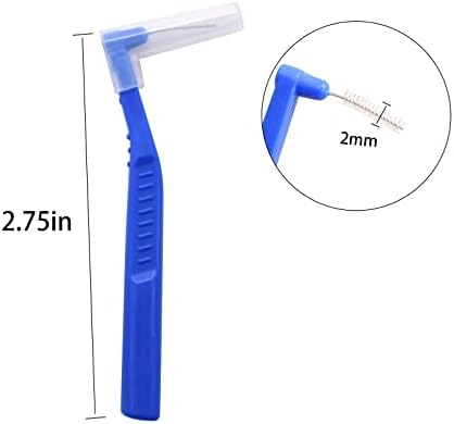Angzhili 25 Pcs Interdental Angle Brushes,Reusable Dental Cleaners,Oral Dental Hygiene Brush,Dental Toothpick Floss for Braces,Tooth Cleaning Tool (Blue)