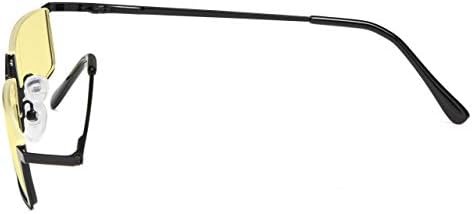 Eyekepper Blue Light Blocking Reading Glasses Half-Rim Computer Readers Eyeglasses-Yellow Tinted Lens Reading Glasses (Black, +1.25)