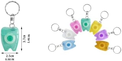 10PCS Dental Floss Keychain, Portable Mint Dental Teeth Floss Key Chain, Tooth Shaped Flat-Line Design Roll Oral Care Tooth Cleaner Hygiene 15M Length (10pcs Dental Floss Keychain)