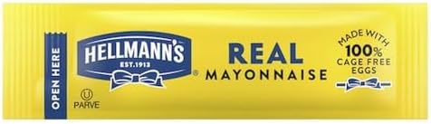 Hellmann's Real Mayonnaise Stick Packets Easy Open, Condiment for Sandwiches, Salads, Mayo Made with 100% Cage Free Eggs, Gluten Free, 0.38 oz, Pack of 210