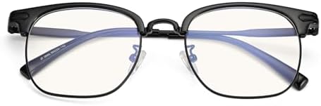 Junsika Blue Light Blocking Glasses for Men Retro Semi Rimless Anti Fatigue Computer Gaming Glasses