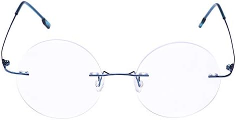 Fuisetaea Rimless Round Reading Glasses Titanium Lightweight Readers Eyeglasses Men Women