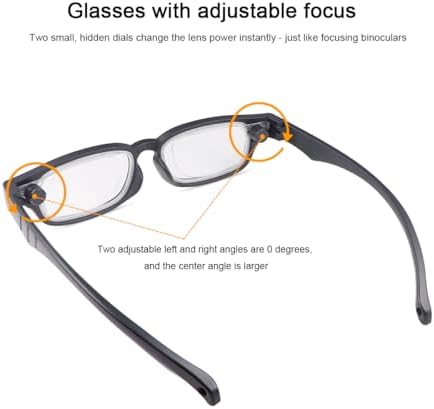 Flex Focal Adjustable Focus 0D to 350D Diopters Dial Vision Reading Glasses Zoom Eyeglasses for Men Women One Power Auto Focus Presbyopic Readers Variable Focus Eyewear