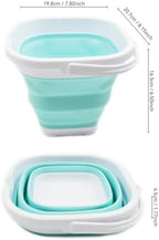 SAMMART 2.6L (0.68 Gallon) Super Mini Sqare Collapsible Plastic Bucket - Foldable Square Tub - Portable Fishing Water Pail - Space Saving Outdoor Waterpot (1, White/Lake Green)