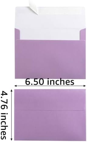 50 Pieces Metallic Color Self Seal Envelopes for Greeting Cards, Invitations, Postcards (Purple, 4x6)