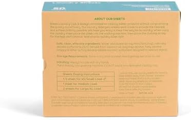 Sheets Laundry Club - Liquidless Laundry Detergent Sheets, 100 Loads - Fragrance Free Scent, Eco-Friendly, Quick-Dissolving Formula, Hypoallergenic, Septic Safe, Plastic-Free Packaging - 50 Sheets