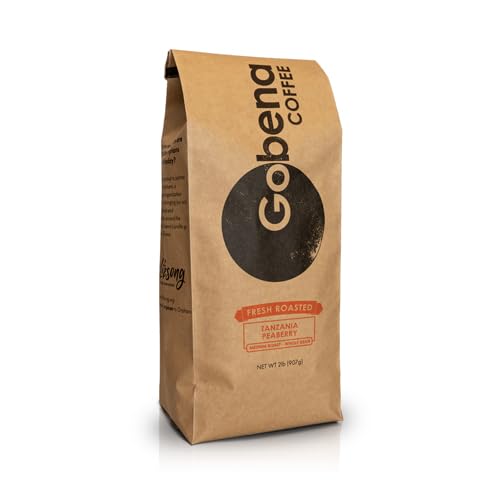 Gobena Coffee 2lb Tanzanian Peaberry Whole Bean Medium Roast, 32 oz, Bulk Coffee, 100% Arabica