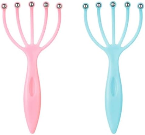 Seddy Scalp Massager, Portable Hand Held SPA Head, Neck, & Body Massager for Deep Relaxation & Stress Reduction- Stimulates Blood Circulation in the Head to Promote Hair Growth. (2 Pack) (Blue)(Pink)
