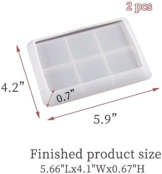 BIGEBO Rectangle Resin Tray Mold, 2 Pcs 6 Inch Jewelry Dish Silicone Mold for Resin Epoxy Casting Fruit Snack Tray Candles Holder Soap Dish Office Home Decoration Supplies