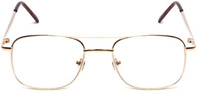 Calabria 8151 Square Pilot Metal Reading Glasses Men Women Designer Classic Trendy Readers Lightweight Stylish Chic Eyeglass
