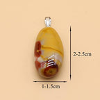 QSLLER 20pcs Natural Crystals Stone Pendant Amethyst Rose Quartz Smooth Polished Gemstone Charms for Jewelry Making DIY Necklace Earrings