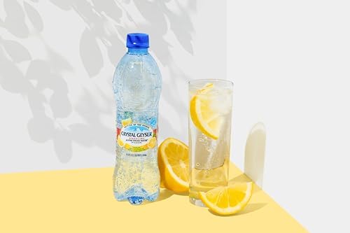 Crystal Geyser Sparkling Lemon Alpine Natural Spring Water, 24-Pack, 16.9oz Bottles, Zero Calories and No Sweeteners, Naturally Flavored, Bottled at The Source