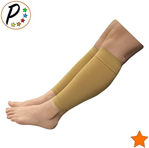 Presadee Kid’s Edition Shin Leg Calf 15-20 mmHg Med Compression Support Active Gym Running Sports Sleeve (Nude, Small/Medium)