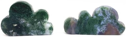KatLin Natural Stone 1PC Natural Moss Agate Cloud Crystal Gem Mineral Crafts Reiki Meditation Energy Natural Quartz Crystals(90-110mm)