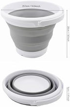 SAMMART 5.5L (1.4 Gallon) Collapsible Plastic Bucket - Foldable Round Tub - Portable Fishing Water Pail - Space Saving Outdoor Waterpot. (White/Grey, 1)