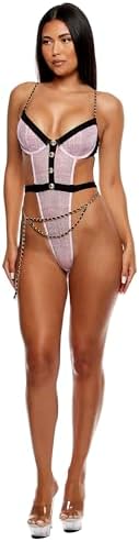 Forplay Women's Keep It Classy Mesh Teddy Lingerie Set