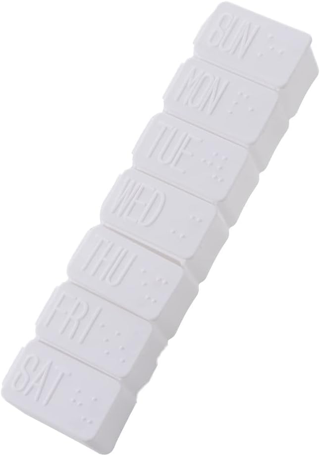 Weekly Pill Organizers, 7 Days Travel Pill Case with Braille Weekly Medicine Container Organizer Dispenser for Fish Oils, Vitamin, Calcium Tablets