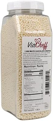 White Chocolate Flavored Crispies (3mm) - Crunchy Dessert Topping to Sprinkle on Ice Cream, Cakes, Cupcakes, Cookies, Candy and Donuts. - 1.2 lb. Shaker Jar - Dairy-free