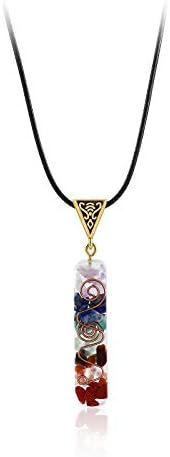 7 Chakra Natural Stone Beads Rope Chain Pendant Necklace Handmade Healing Spiritual Round Square Geometric Necklace for Women Men Yoga Energy Generator Protection Jewelry Gift