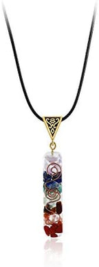 7 Chakra Natural Stone Beads Rope Chain Pendant Necklace Handmade Healing Spiritual Round Square Geometric Necklace for Women Men Yoga Energy Generator Protection Jewelry Gift