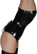 Latex Corsets Front Zip Corsets Back Lacing Fitted Waist-Constricting 0.8mm