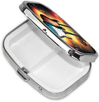 Guitar Bass Music Musical Instruments Mini Pill Box with 2 Compartment Pill Dispenser, Compact Pill Organizer and Pill Case, Iron Metal Electroplated Push Button Easy Open Pill Container