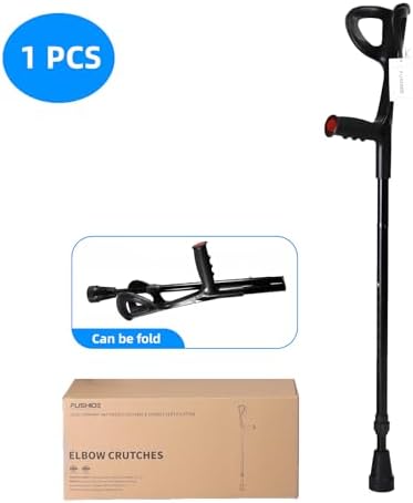 Forearm Crutch for Adults, Folding Arm Crutch, Aluminum, 10-Level Adjustable Height, Lightweight Elbow Crutch for Adult Men or Women, 1Pcs, FUSHIDE