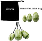 3pcs Set Jade Yo-ni Eggs Massage Stone, Natural Crystal Quartz Eggs Balls for Women Body Massage P-C Muscle Training Wellness, Chakra Healing Exercise Relax (Green Jade)
