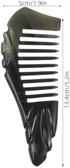 Natural Yak Horn Wide Tooth Comb 13-14cm for Curly Hair Detangling and Scalp Massage, Professional Hair Styling Tool for Women