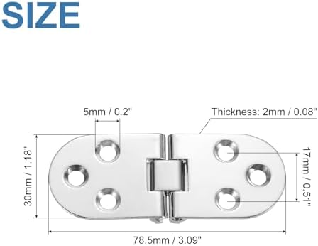 uxcell Folding Table Hinge, 2pcs Zinc Alloy 180 Degree Round Edge Sewing Machine Table Butler Tray Hinges for Cabinet Desk Drawer Door Furniture (Silver, 3.1 x 1.2inch)