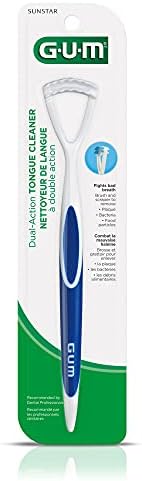 GUM Tongue Cleaner - Dual Action Soft Bristled Tongue Brush with Tongue Scraper for Better Oral Hygiene - Bad Breath Treatment (Pack of 3)