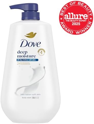 Dove Body Wash Deep Moisture for 24hr Lotion-Soft Skin Moisture Moisturizing Skin Cleanser with No Sulfates No Parabens 30.6 oz