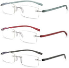 HIYANJN Rimless Reading Glasses For Women Tr90 Blue Light Blocking Eyeglasses Lightweight Frameless Computer Readers(3-Pack,2.25)