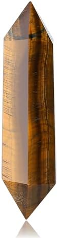 YATOJUZI 3.5" Tiger's Eye Healing Crystals Wand Natural Crystals and Healing Stones Large Hexagonal Crystal Points for Meditation Divination Reiki Energy Balancing 1PCS