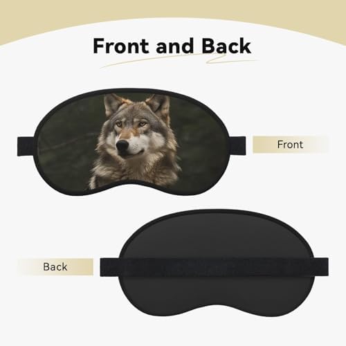 Gray Wolf Sleep Mask for Side Sleeper, Blackout Sleep Eye Mask Comfortable Blindfold Eyeshade Soft Breathable Sleeping Mask with Elastic Strap Silk Eye Covers for Travel