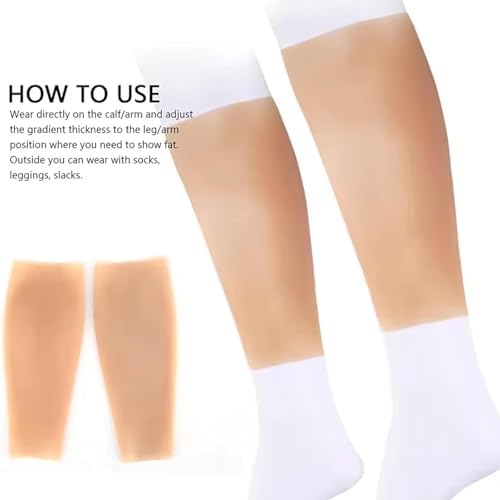 1 Pair Silicone Calf Pads Leg Arm Enhancer Calf Corrector for Thin Skinny Crooked Legs Cover Scar Birthmark,Arm/Leg Scar Cover,Color 2,Medium