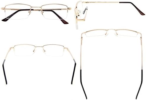 Eyekepper Half-rim Reading Glasses With Flex Memory Titanium Bridge Bendable For Men Women (Gold,+0.50)