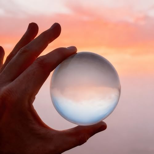 80mm Sparkling Clear Crystal Ball, 3.2in Handcrafted Photography Prop for Magical Shots Elegant Divination Sphere Glass Ball Crystal Sphere Home & Party Decor for Women, Family, Fortune Teller