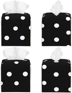 Polka Dot Square Leather Tissue Box Cover, Waterproof Decorative Napkin Holder Organizer for Car, Office, Home